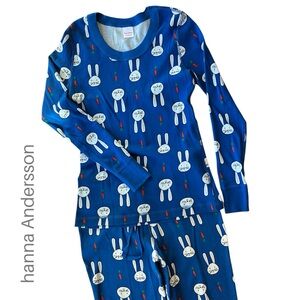 HANNA ANDERSSON NWOT BUNNY & CARROT ORGANIC COTTON LONG JOHN PJ SET ADULT SMALL